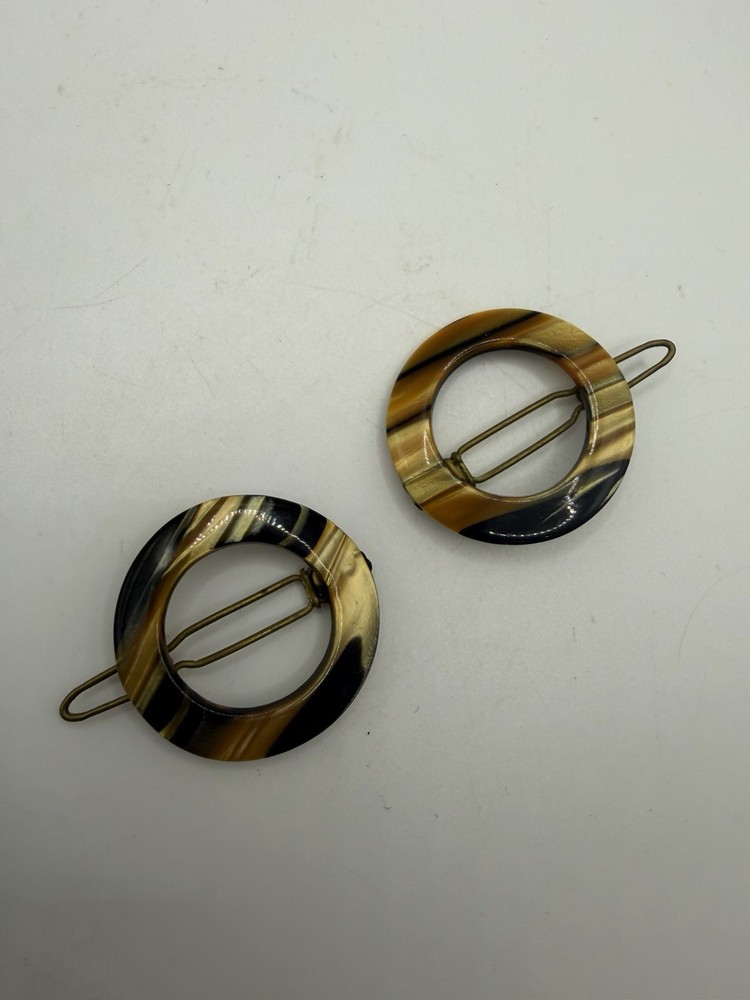 Vintage French Multi Color open Barrette Hair Clips set 2 France mini