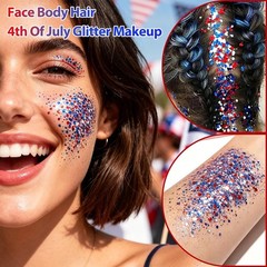 50ML Red White Blue Body Glitter Gel – Perfect for Independence Day Sparkle