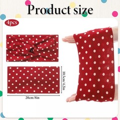 Dimioaoa 4Pcs Wide Elastic Polka 4 Count (Pack of 1), Black, White, Red, Navy