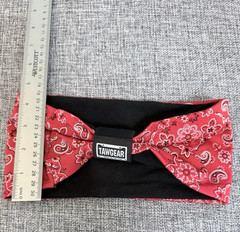 TawGear Stretchy Headband Moto Riding Red Paisley Metallic Outline Made in USA