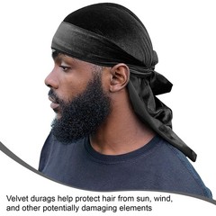 4 Pcs Velvet Durags Wave Caps for Men, Long Tails for Extra Enhanced Wave Def…