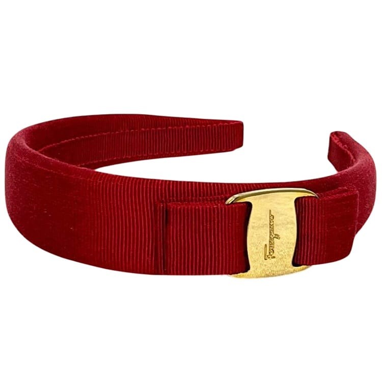 Salvatore Ferragamo headband, red, Vara ribbon, canvas,
