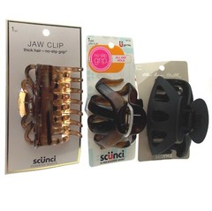 Scunci Claw Clips Lot 6 Black Brown Octopus Jumbo Thick Hair No Slip Grip Jaw