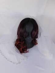 Bridal Hair Comb Womens White Beaded Sequin Edge Veil Wedding Accessory