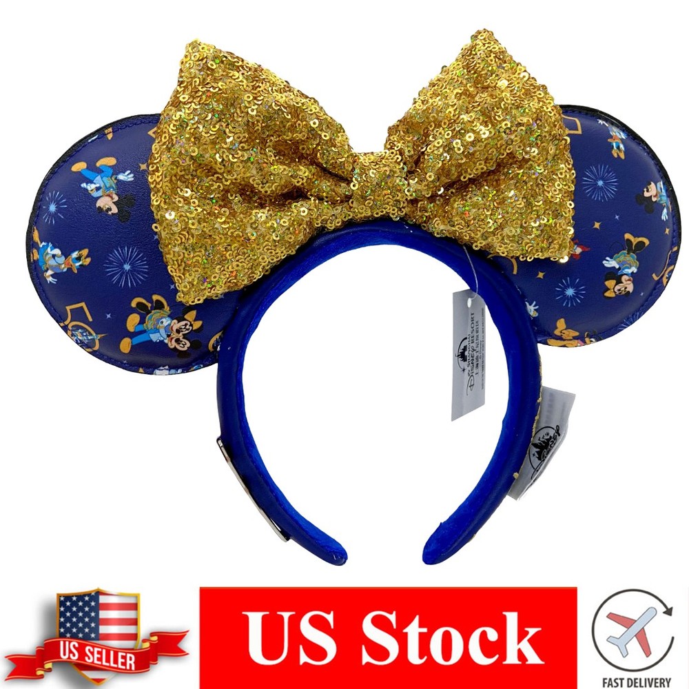 Minnie Mouse Blue Headband 50th Anniversary Disney-Parks Ears WDW US Stock