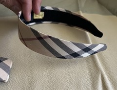 Vintage Burberry Check Nova Plaid Headband With Hair Barrette Clip Made France