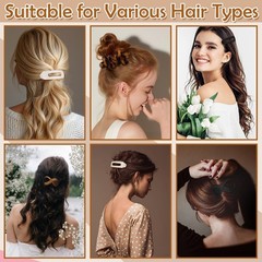 12 Pcs Flat Hair Clips for Women, Lay Claw French Tortoiseshell
