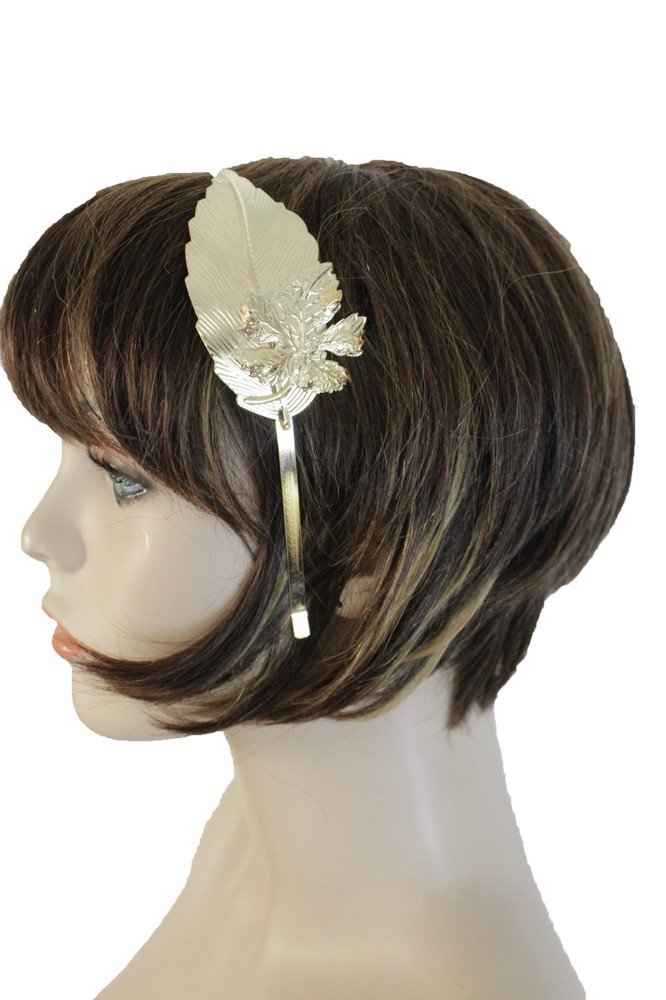 Women Headband Gold Metal Long Leaf Fashion Hair Accessory Casual Look Teen Fall