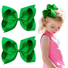 2PCS Green Layered Grosgrain Ribbon Hair Accessories – Alligator Clips and Barr