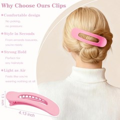 Flat Hair Clips for 1 Count (Pack of 12), Light pink, Pink, Rose red, Purple