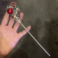 Ethnic Inlaid Hair Stick Silver Plated Hair Accessory Headpiece