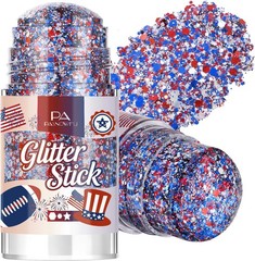 Red White Blue Hair Glitter Stick Hexagon Sparkling Body Face Glitter for 4th