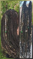 full 45 Handmade Dreadlocks Extensions Soft Curly Ends Dreads Braids with beads
