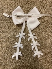 White Silver Trim Cascading Bow Hair Clip – Elegant Ribbon Hair Coquette Style