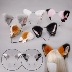 Cute Plush Cat Ear Bow Bell Headband Lolita Fox Ear Headdress Women Girl Masquer