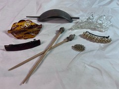 Hair Barrettes Hair Sticks With Bead Banana Clip Lot Of 8 Faux Tortoise Shell