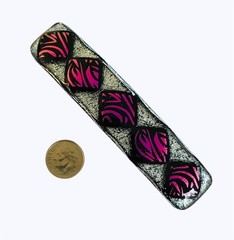Dichroic Fused Glass Hair Barrette Handmade by Janet Wolery – 4” – PINK FLAMES