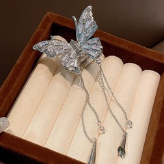 Large Hollow Butterfly Metal Hair Claws Black Silvery Fashion Shark Clips Women
