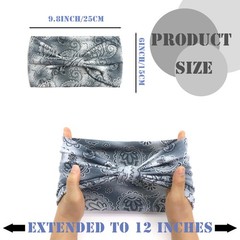 Boho Headbands for Women Fashion Paisley Head Band Floral Wide Headwraps Large A