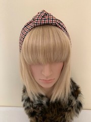 Houndstooth wool top knot ladies headband rockabilly pin up retro vintage womens