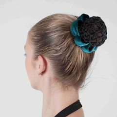 5 Pack Large Ballet Hair Bun Covers with Flower Ponytail Elastic Knit Mesh Snood