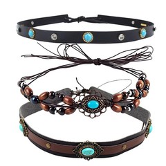 CZMZHFC 3PCS Cowboy Hat Bands for Women Men, Western Turquoise Hats Band, PU …