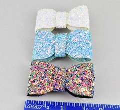 small glitter bow set barrette hair clip 1 5/8″ wide White Turquoise Multi Color