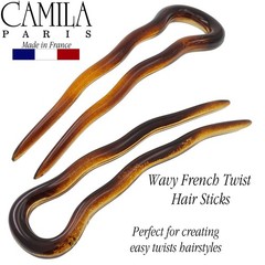 Paris AD823 French Twist Stick Hair Fork, 2 Small Wavy U Shaped Hair Pin Clip…