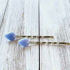 Blue Lace Agate Stone Hair Pins