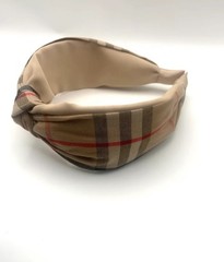 Burberry Signature Knotted Headband in Beige Nova Check