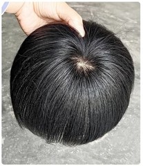 1pc 3.5″x4″Hand Crocheted Silk Top Whirl 100%Human Hair Topper Cover Head Top 6″