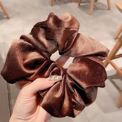 Oversize Black Velvet Scrunchies Hair Ties Women Girls Solid Rubber Big Elastic