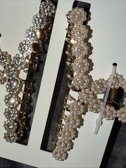 NATASHA HAIR CLIPS Faux Pearls & Rhinestones -Lead Compliant -Set of 2