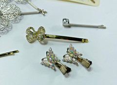 Lot of 12 VINTAGE 1970s & Early 80s Hair Barrette crafted w Rhinestones NICE!