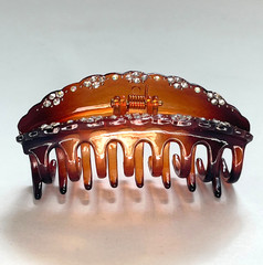 Amber Tortoise Hair Claw Clip Rhinestone Brown 3.5″