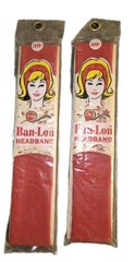 2 NEW Vintage 1960’s Red Ban-Lon Stretch 100% Nylon HEAD BAND Hair Care NOS