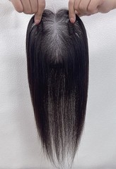3.5″x5.5″ Seamless Black Lace 100% Human Hair Topper 12″ Clip in, Good coverage