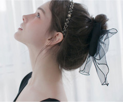 [JEAN PAUL CLARISSE] Sheer Ribbon Automatic Hair Clip JP-24-396AB |Made in korea