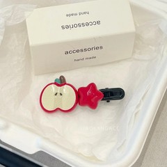 4PCS Apple & Star Hair Clips Set, Cute Red Fruit-themed Hairpins, Adorable Hair