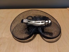Feathered flower lace hair clip in black
