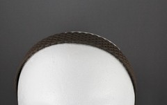 Brown basketweave plastic head band hair accessory grip teeth 1.25″ wide woven