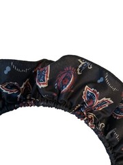 ANTHROPOLOGIE Eugenia Double Ruffled Silky FLORAL HEADBAND Black Blue Skinny
