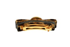 Versace Pony Hair Gold Medusa Leo Print Ribbon Barrette Clip