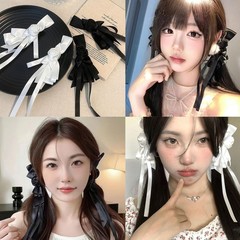 2 Pcs Bow Flower Hair Clip Lolita Gothic Bowknot 1 Count (Pack of 2), Black