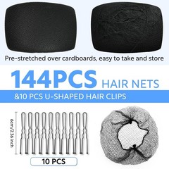 150Pcs Hair Net Black Set – 24 inches Invisible Elasticity Elastic Mesh Nylon…