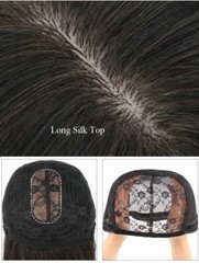 100%Real Human Hair Full Wig For Women,Silk Top Long BOBO with Flat Bang 14″~18″
