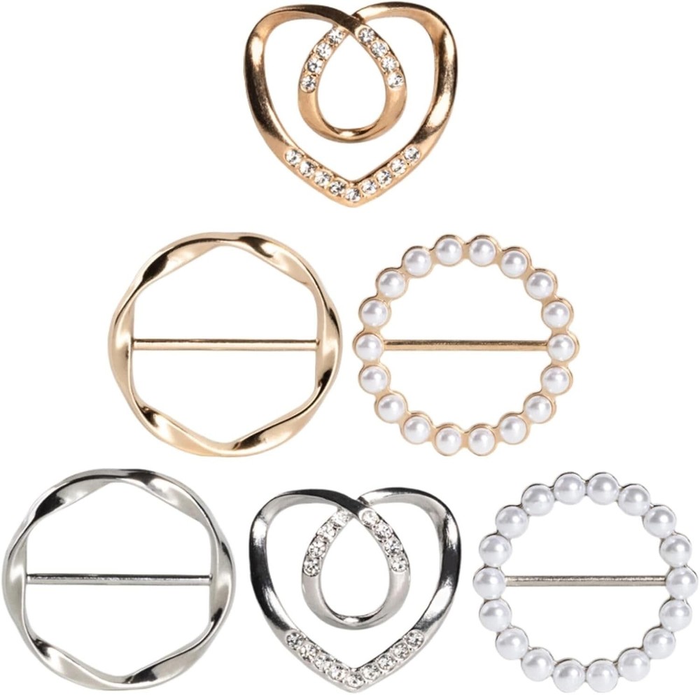 6 Piezas Anillos Y Clips Bufandas 3 Tamanos Accesorios Ropa Mujer Oro Plata