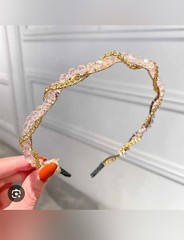 Gold Chain & Light Pink Crystal Headband BNIB
