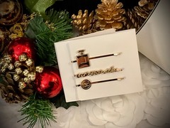 New • Chanel Coco Mademoiselle Gold Hair Pins • Boxed Trio • Stocking Stuffer🎄