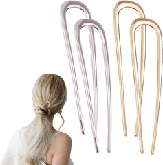 4 Pack French Hair Pins for Women Girls, 5.5 Inch Metal U Shaped Hair Pins for T